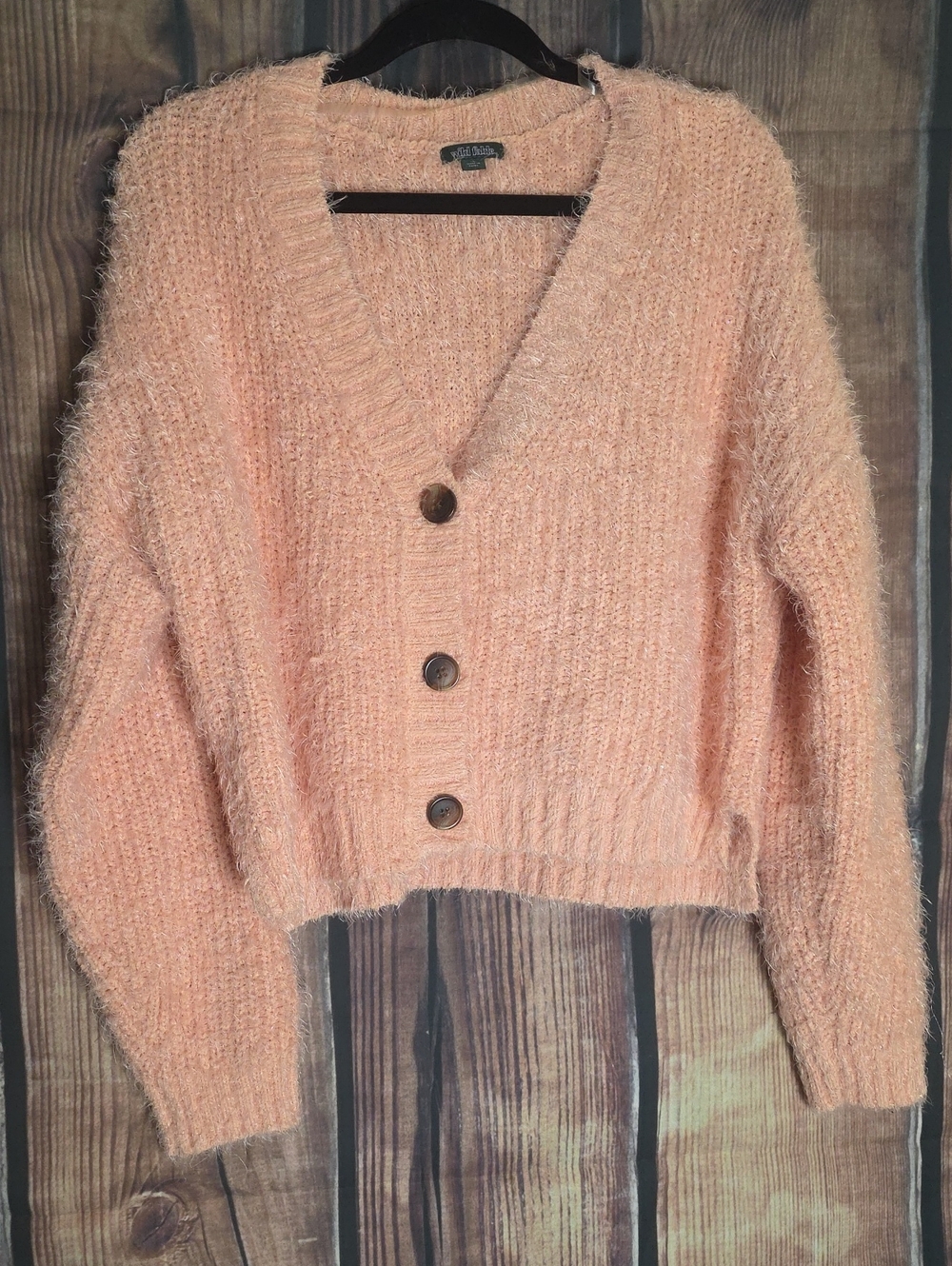 Wild Fable XL Peach Fuzzy V-Neck Button Cardigan